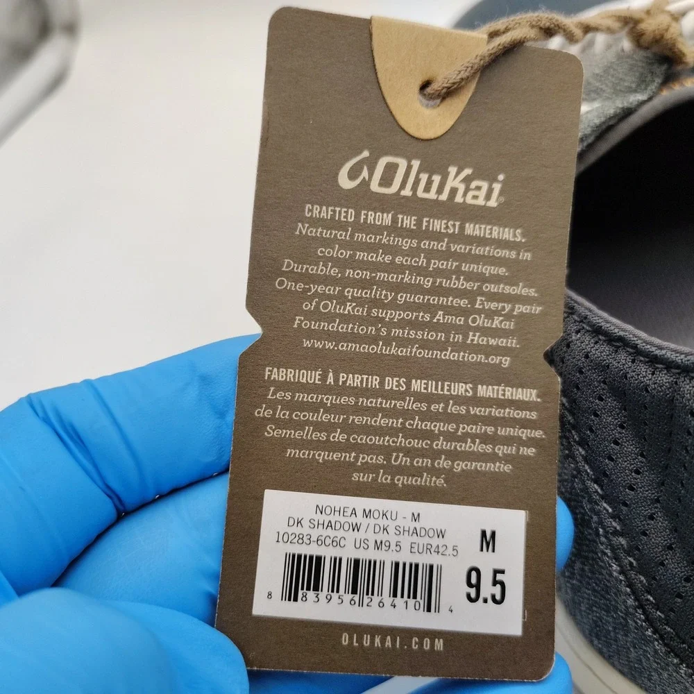 OluKai Nohea Moku Boat Shoes Mens 9.5 Dark Shadow Mesh Hybrid Sneakers Casual